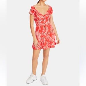 Free People Red and White Floral Dress